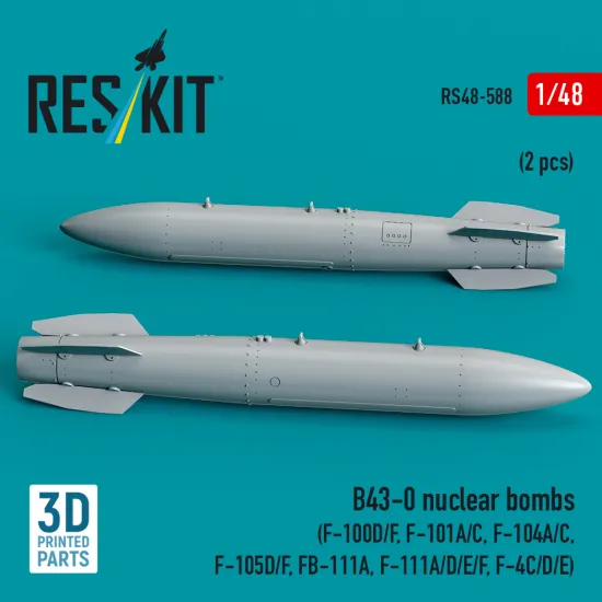 Reskit Rs48-0588 1/48 B43-0 Nuclear Bombs 2 Pcs Resin Kit