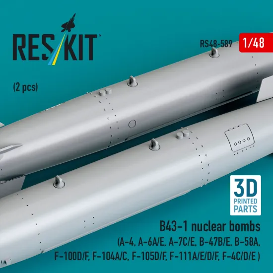 Reskit Rs48-0589 1/48 B43-1 Nuclear Bombs 2 Pcs Resin Kit