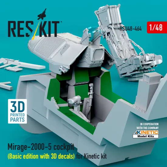Reskit Rsu48-0464 1/48 Mirage-2000-5 Cockpit Basic Edition With 3d Decals For Kinetic Kit