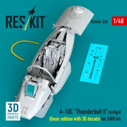 Reskit Rsu48-0538 1/48 A-10c Thunderbolt Ii Cockpit Basic Edition With 3d Decals For Gwh Kit