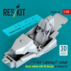 Reskit Rsu48-0545 1/48 F-35a Lightning Ii Cockpit Basic Edition With 3d Decals For Tamiya Kit