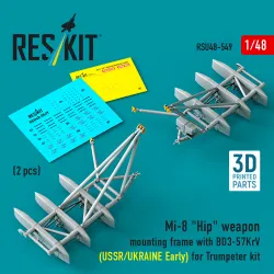 Reskit Rsu48-0549 1/48 Mi-8 Hip Weapon Mounting Frame With Bd3-57krv For Trumpeter Kit Ussr/Ukraine Early 2 Pcs