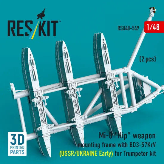 Reskit Rsu48-0549 1/48 Mi-8 Hip Weapon Mounting Frame With Bd3-57krv For Trumpeter Kit Ussr/Ukraine Early 2 Pcs