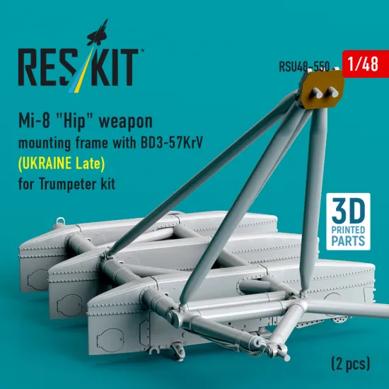 Reskit Rsu48-0550 1/48 Mi-8 Hip Weapon Mounting Frame With Bd3-57krv For Trumpeter Kit Ukraine Late 2 Pcs