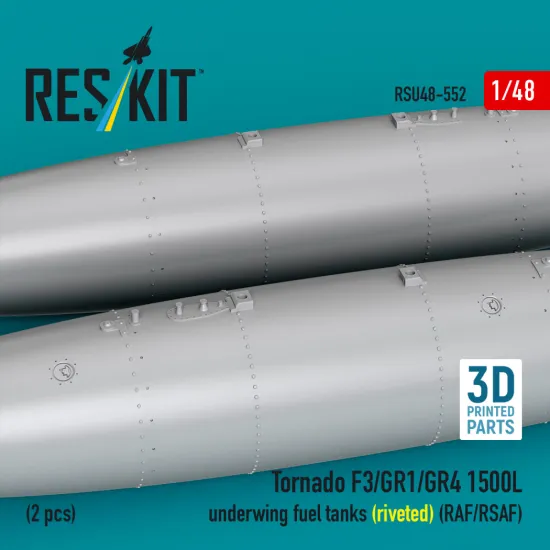 Reskit Rsu48-0552 1/48 Tornado F3/Gr1/Gr4 1500l Underwing Fuel Tanks Riveted Raf/Rsaf 2 Pcs