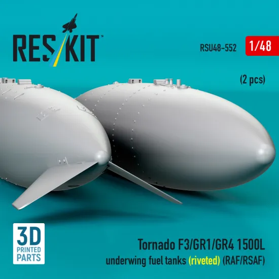 Reskit Rsu48-0552 1/48 Tornado F3/Gr1/Gr4 1500l Underwing Fuel Tanks Riveted Raf/Rsaf 2 Pcs