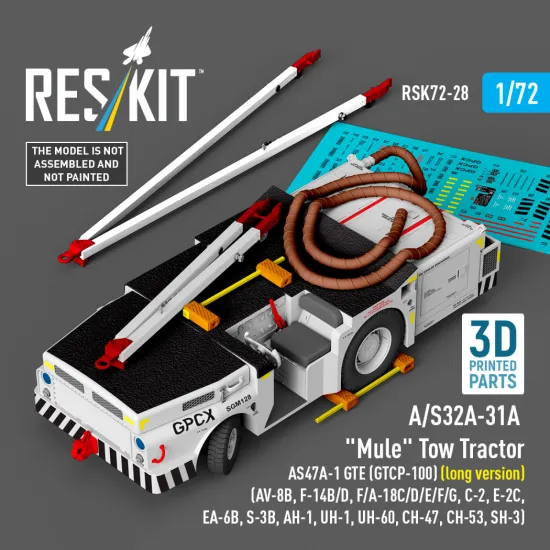 Reskit Rsk72-0028 1/72 A/S32a-31a Mule Tow Tractor As47a-1 Gte Gtcp-100 Long Version