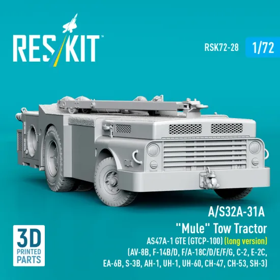 Reskit Rsk72-0028 1/72 A/S32a-31a Mule Tow Tractor As47a-1 Gte Gtcp-100 Long Version