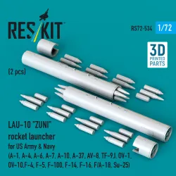 Reskit Rs72-0534 1/72 Lau-10 Zuni Rocket Launcher For Us Army And Navy 2 Pcs