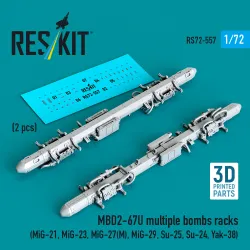 Reskit Rs72-0557 1/72 Mbd2-67u Multiple Bombs Racks 2 Pcs