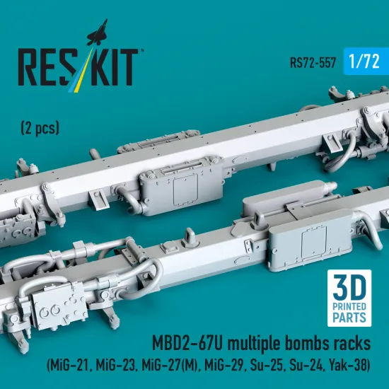 Reskit Rs72-0557 1/72 Mbd2-67u Multiple Bombs Racks 2 Pcs