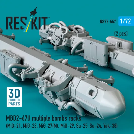 Reskit Rs72-0557 1/72 Mbd2-67u Multiple Bombs Racks 2 Pcs