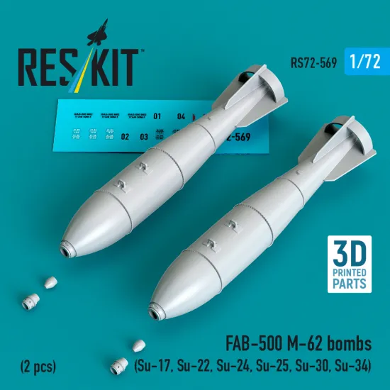 Reskit Rs72-0569 1/72 Fab-500 M-62 Bombs 2 Pcs Resin Kit