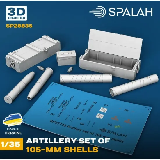 Spalah 28835 1/35 Set Of Scale Models Artillery Set Of 105mm Shells Resin Model