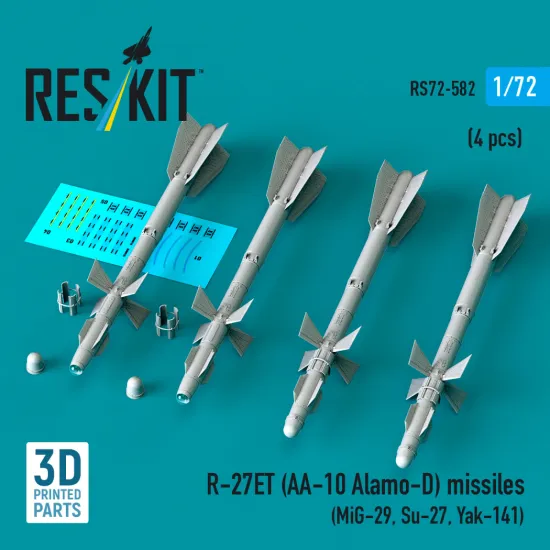 Reskit Rs72-0582 1/72 R-27et Aa-10 Alamo-d Missiles 4 Pcs Resin Kit