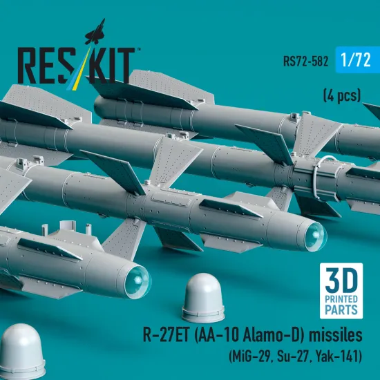 Reskit Rs72-0582 1/72 R-27et Aa-10 Alamo-d Missiles 4 Pcs Resin Kit