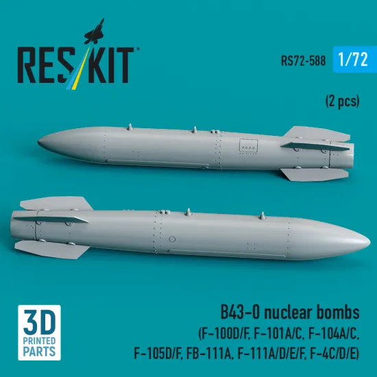Reskit Rs72-0588 1/72 B43-0 Nuclear Bombs 2 Pcs Resin Kit