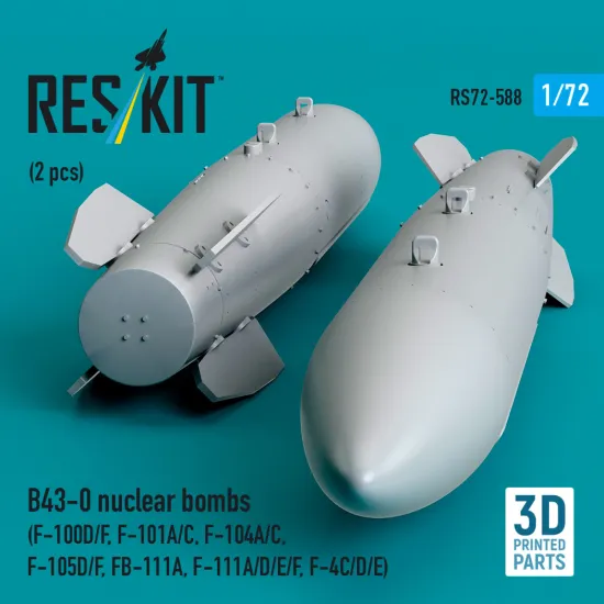 Reskit Rs72-0588 1/72 B43-0 Nuclear Bombs 2 Pcs Resin Kit