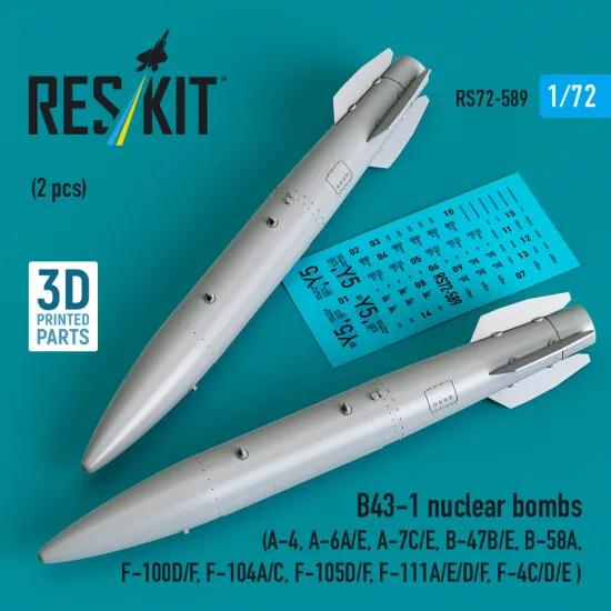 Reskit Rs72-0589 1/72 B43-1 Nuclear Bombs 2 Pcs Resin Kit
