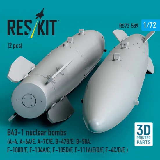 Reskit Rs72-0589 1/72 B43-1 Nuclear Bombs 2 Pcs Resin Kit