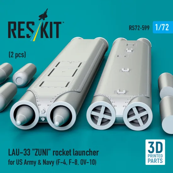 Reskit Rs72-0599 1/72 Lau-33 Zuni Rocket Launcher For Us Army And Navy 2 Pcs