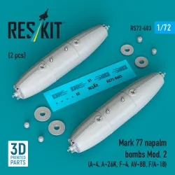 Reskit Rs72-0603 1/72 Mark 77 Napalm Bombs Mod 2 2pcs Resin Kit