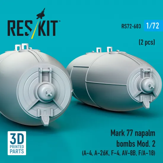 Reskit Rs72-0603 1/72 Mark 77 Napalm Bombs Mod 2 2pcs Resin Kit
