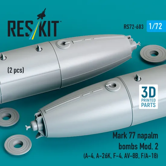 Reskit Rs72-0603 1/72 Mark 77 Napalm Bombs Mod 2 2pcs Resin Kit