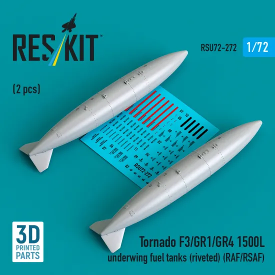 Reskit Rsu72-0272 1/72 Tornado F3/Gr1/Gr4 1500l Underwing Fuel Tanks Riveted Raf/Rsaf