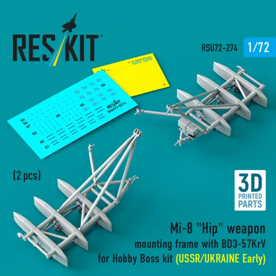 Reskit Rsu72-0274 1/72 Mi-8 Hip Weapon Mounting Frame With Bd3-57krv Hobby Boss