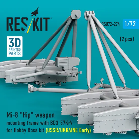 Reskit Rsu72-0274 1/72 Mi-8 Hip Weapon Mounting Frame With Bd3-57krv Hobby Boss
