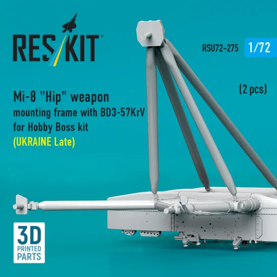 Reskit Rsu72-0275 1/72 Mi-8 Hip Weapon Mounting Frame With Bd3-57krv For Hobby Boss Kit Ukraine Late 2 Pcs