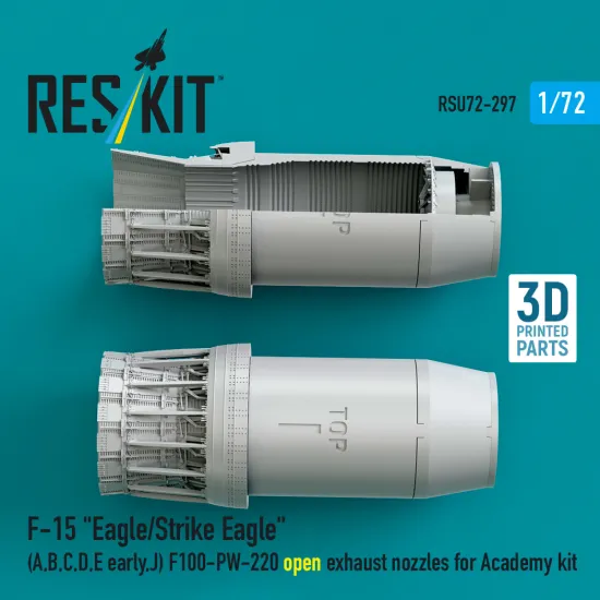 Reskit RSU72-0297 1/72 F‑15 Eagle/Strike Eagle A, B, C, D, E early J F100-PW-220 open exhaust nozzles for Academy kit