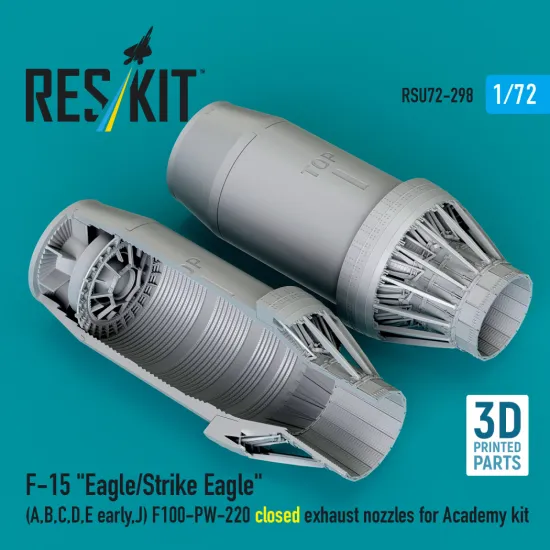 Reskit RSU72-0298 1/72 F‑15 Eagle/Strike Eagle A, B, C, D, E early, J F100-PW-220 closed exhaust nozzles for Academy kit