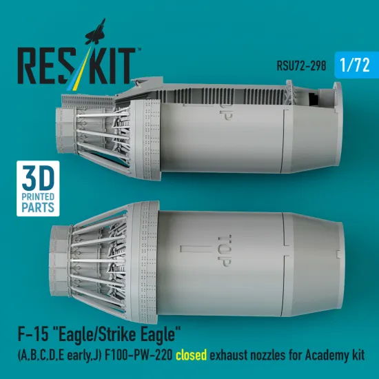 Reskit RSU72-0298 1/72 F‑15 Eagle/Strike Eagle A, B, C, D, E early, J F100-PW-220 closed exhaust nozzles for Academy kit