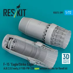 Reskit RSU72-0299 1/72 F‑15 Eagle/Strike Eagle A, B, C, D, E early, J F100-PW-220 open exhaust nozzles for Revell kit