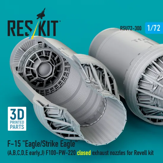 Reskit RSU72-0300 1/72 F‑15 Eagle/Strike Eagle A, B, C, D, E early, J F100-PW-220 closed exhaust nozzles for Revell kit