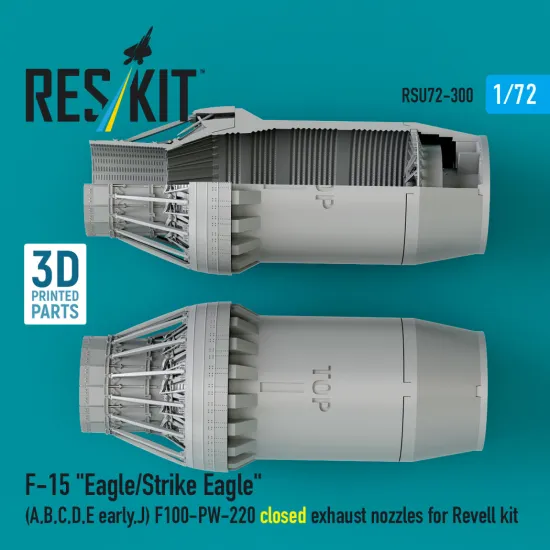 Reskit RSU72-0300 1/72 F‑15 Eagle/Strike Eagle A, B, C, D, E early, J F100-PW-220 closed exhaust nozzles for Revell kit