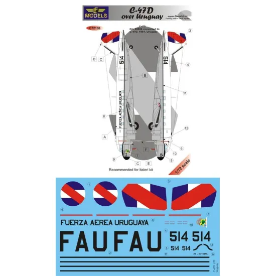 Lf Models C72106 1/72 Douglas C-47d Over Uruguay