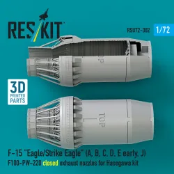 Reskit RSU72-0302 1/72 F‑15 Eagle/Strike Eagle A, B, C, D, E early J F100-PW-220 closed exhaust nozzles for Hasegawa kit