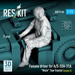 Reskit Rsf72-0086 1/72 Female Driver For A/S-32a-31a Mule Tow Tractor Scene 2 1 Pcs