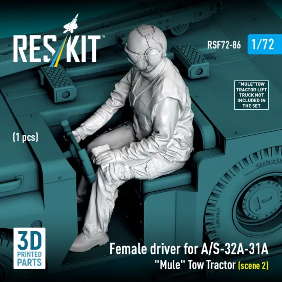Reskit Rsf72-0086 1/72 Female Driver For A/S-32a-31a Mule Tow Tractor Scene 2 1 Pcs