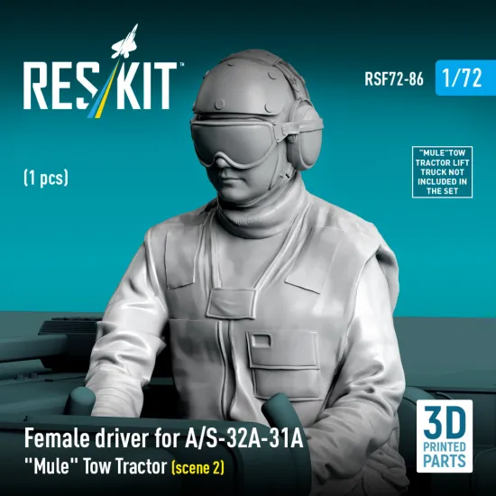 Reskit Rsf72-0086 1/72 Female Driver For A/S-32a-31a Mule Tow Tractor Scene 2 1 Pcs