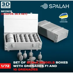 Spalah 17672 1/72 Set Of Scale Models Boxes With Grenades F1 2 Psc And 10 Grenades Resin Model