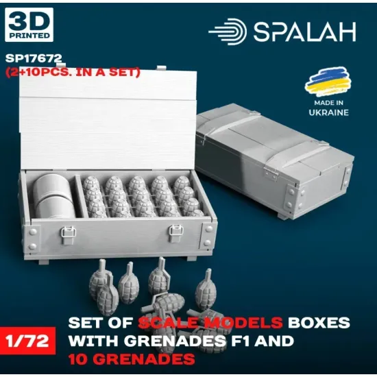 Spalah 17672 1/72 Set Of Scale Models Boxes With Grenades F1 2 Psc And 10 Grenades Resin Model