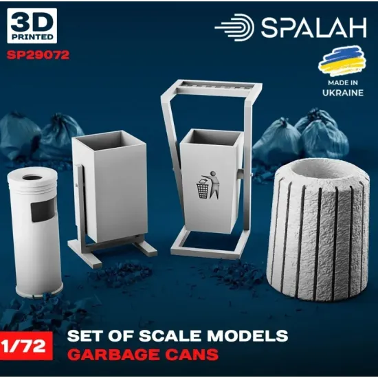 Spalah 29072 1/72 Set Of Scale Models Garbage Cans 4 Pcs Resin Model