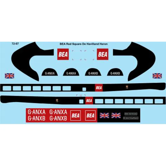 26decals 72-07 1/72 Bea Red Square Heron Decal For Aircraft