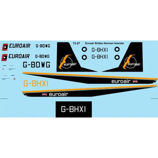 26decals 72-27 1/72 Euroair Islander Decal For Aircraft