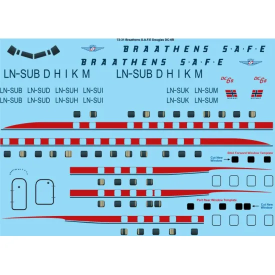 26decals 72-31 1/72 Braathens Douglas Dc-6b Decal For Aircraft