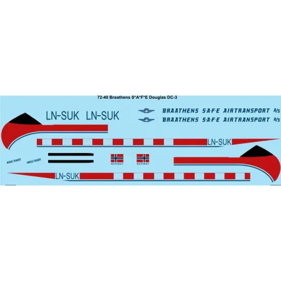 26decals 72-40 1/72 Braathens Douglas Dc-3 Decal For Aircraft